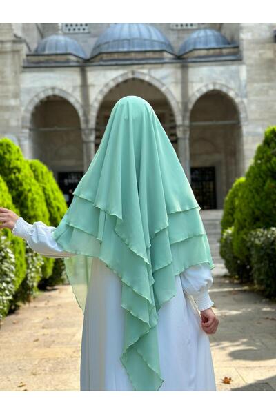 lavanda moda Tesettür kore şifon Sufle peçeli 3 katlı