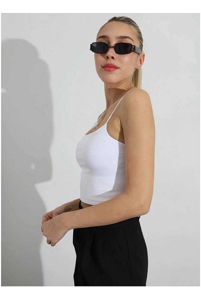 Fua Shop Bluză crop căptușită cu curele de frânghie pentru femei