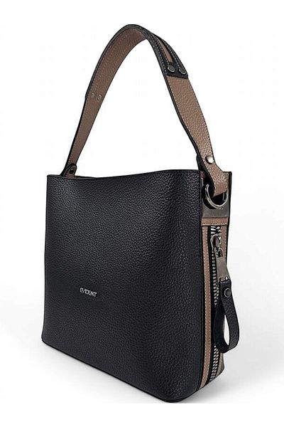 Evident حقيبة كتف نسائية بسحاب من Black & Mink مع تفاصيل الجرو