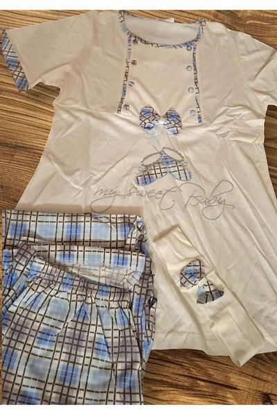 FLZ Set de pijamale de maternitate cu mâneci scurte din bumbac modal