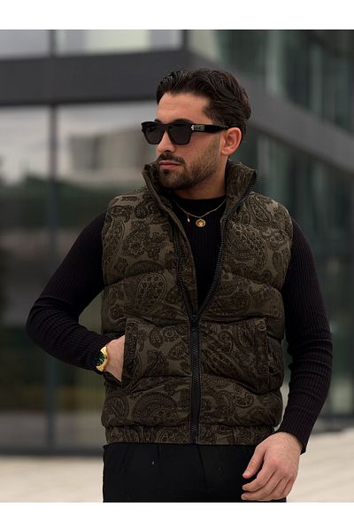 MİS MODA Men's flock printed puffer vest