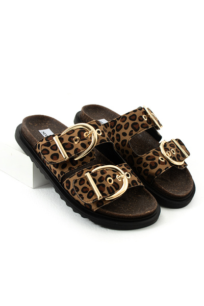 Neva'nın Butiği Γυναικείες παντόφλες Fauda με διπλή πόρπη άνετη σόλα σουέτ