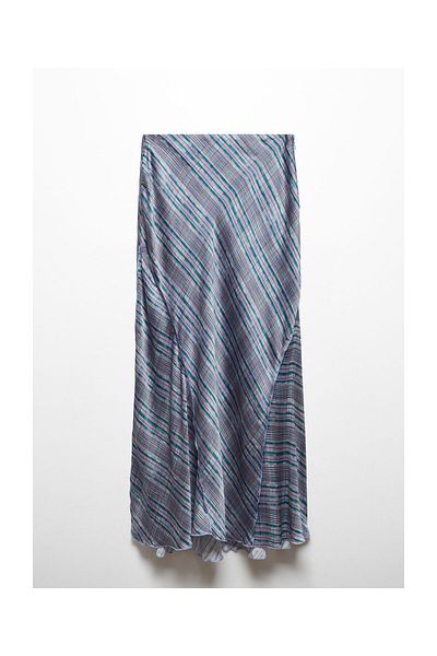 MANGO Woman Satin check midi-skirt
