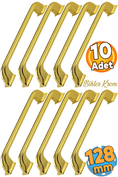 Badem10 Alperen Gold 128 Mm - 12.8 Cm Metal Mobilya Mutfak Çekmece Dolabı Dol...