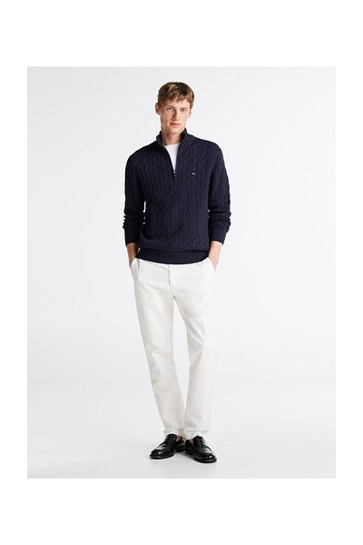 Tommy Hilfiger CLASSIC COTTON CABLE ZIP MOCK