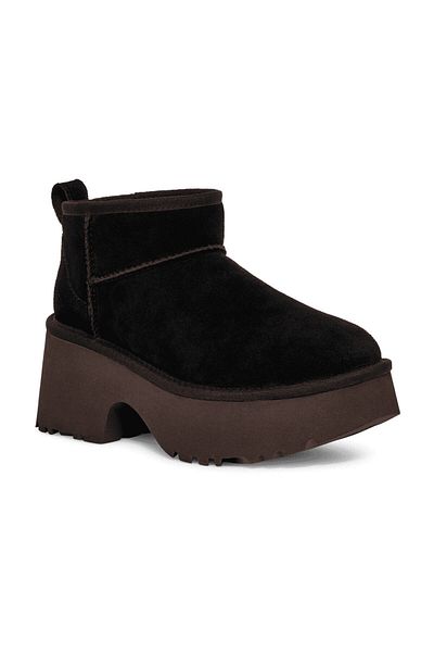 UGG Černé kožené dámské boty s plochým dnem - 1158311
