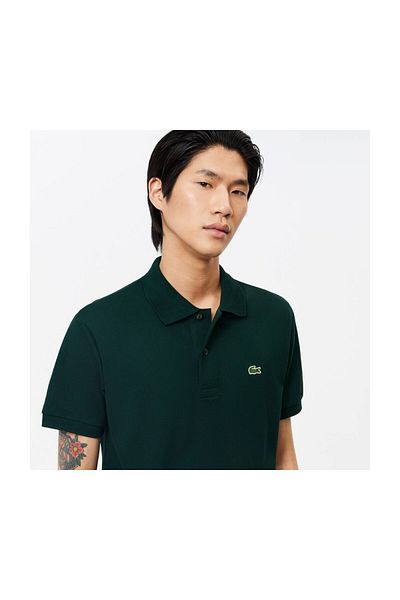 Lacoste Tricou verde cu gât polo pentru bărbați - L1212-00-YZP