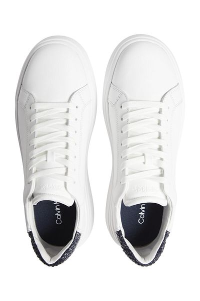 Calvin Klein Men's Comfortable Flat Sole Smooth Surface Leather White Sneakers Hm0Hm01659-Yav