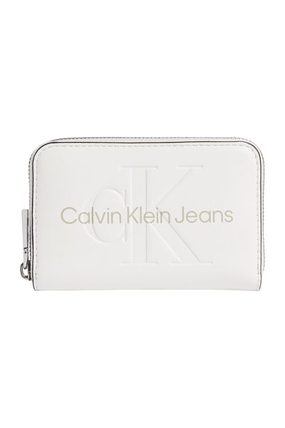 Calvin Klein Dámská ecru peněženka se vzorem loga a vnitřní přihrádkou