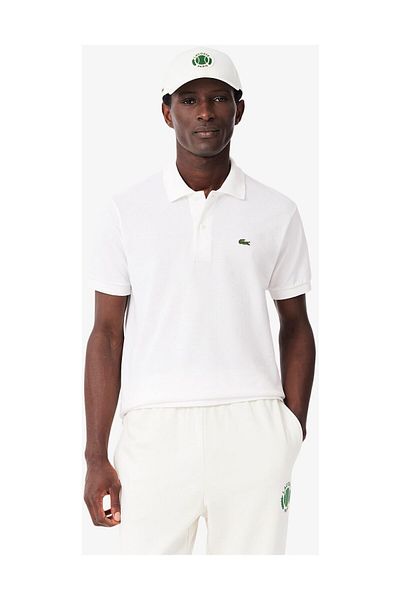 Lacoste Λευκό - 001 Πόλο μπλουζάκι με λαιμόκοψη για άνδρες