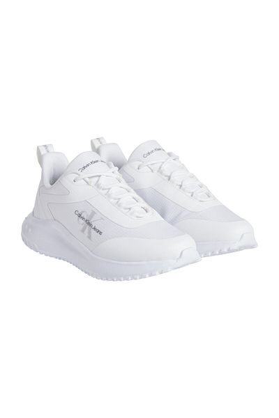 Calvin Klein حذاء رياضي نسائي أبيض بشعار العلامة التجارية مع قاعدة مريحة - YW0YW01442-0K4