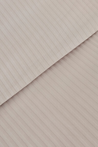 Karaca Home Vessa 120 Thread 100% Cotton Double Striped Satin Duvet Cover Set Light Gray