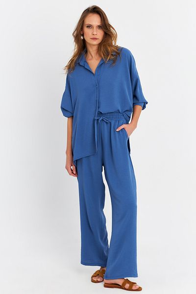 Cool & Modest İndigo Basic Women's Bottom-Top Pants Suit Mru6931