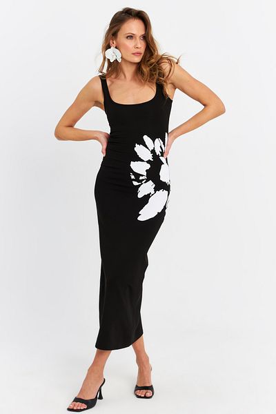 Cool & Sexy Rochie midi cu imprimeu neagră de damă B5005-5