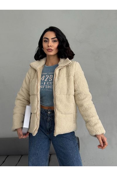 moda armanc plyšová reliéfní plyšová bunda