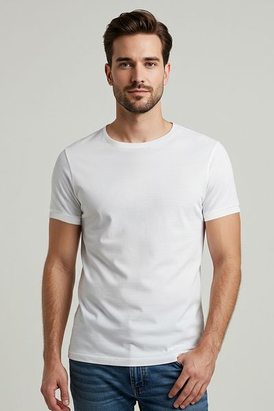 Trendyol Collection Λευκό μπλουζάκι με λεπτή εφαρμογή ώμου - Κανονική εφαρμογή TMNSS25TS00071