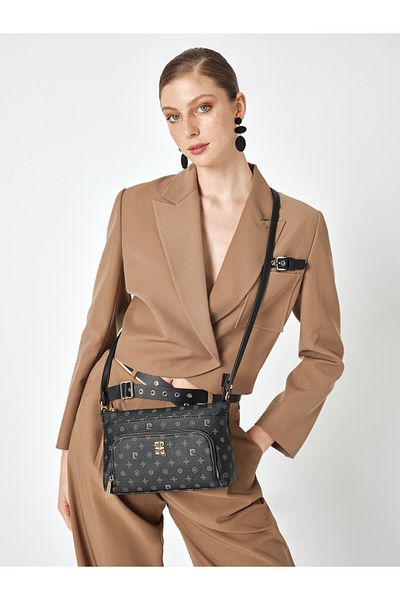 Pierre Cardin Czarna damska torba na ramię z monogramem 05PO25Y1881