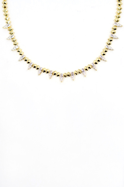 Trend Alaçatı Stili Naszyjnik damski ze złota z cyrkoniami i ćwiekami ALC-X13840