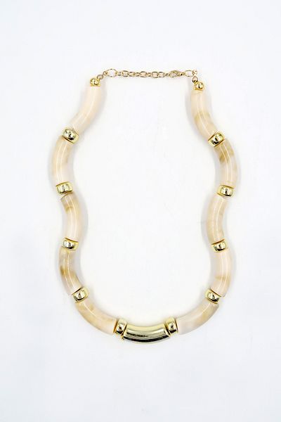 Trend Alaçatı Stili Damen-Halskette mit Knochensteinen in Creme-Gold mit Details ALC-X13819