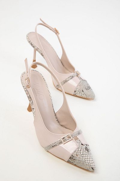 SOHO Beige Patent Leather Women's Classic Heeled Shoes 20416