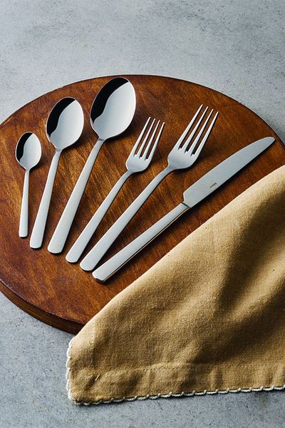 Hisar Optima Alanya - Steel Fork and Spoon Knife Set with Tea Spoon, 72 Pieces