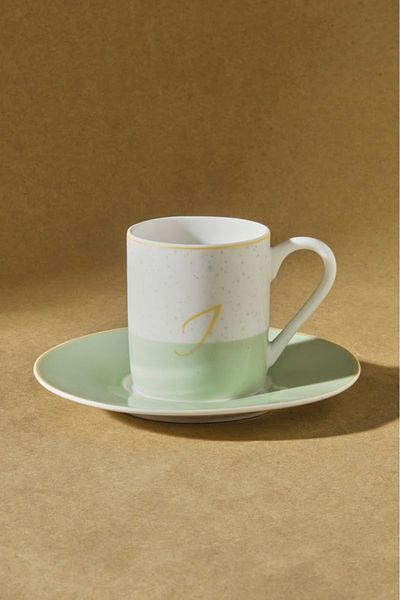 Karaca Single Porcelain Coffee Cup with Letter I