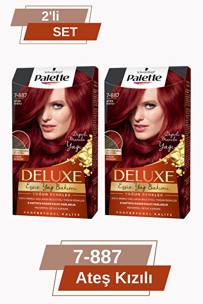 Palette Deluxe Yoğun Renkler 7-887 Ateş Kızılı X 2 Adet Saç Boyası