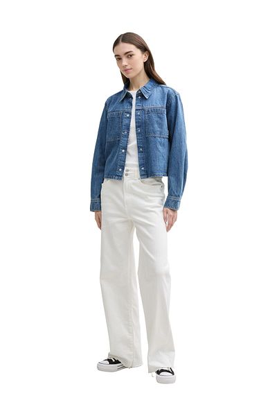 Tom Tailor Denim Kurzes Jeanshemd mit Taschen