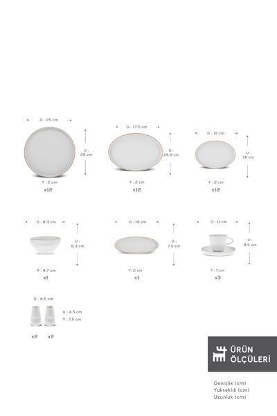 Karaca Streamline Sunset 34 Pieces Porcelain Breakfast Serving Set for 6 Persons Gold