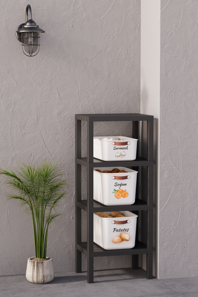 hemlife 3 Katlı Raflı Sebzelik Seti Patates Soğan Sarımsak Saklama Kutusu ve ...