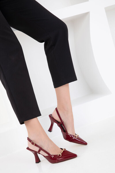 SOHO Claret Red Patent Leather Women's Classic Heeled Shoes 20369