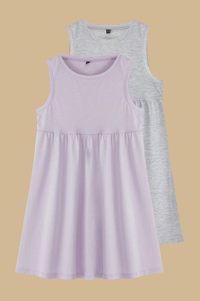 TRENDYOLKIDS Szürke-lila nyakkendőfesték kötött ruha TKDSS25EL00015