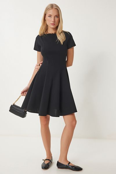 Happiness İstanbul Rochie neagră Godeli mini țesută pentru femei UB00300