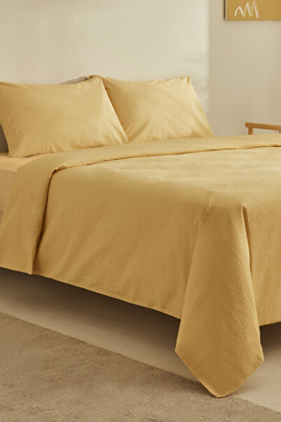 Karaca Home Fiora Soft Touch 100% Cotton Double Duvet Cover Set Yellow