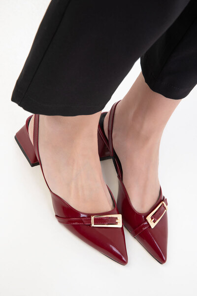 SOHO Claret Red Patent Leather Women's Classic Heeled Shoes 20420