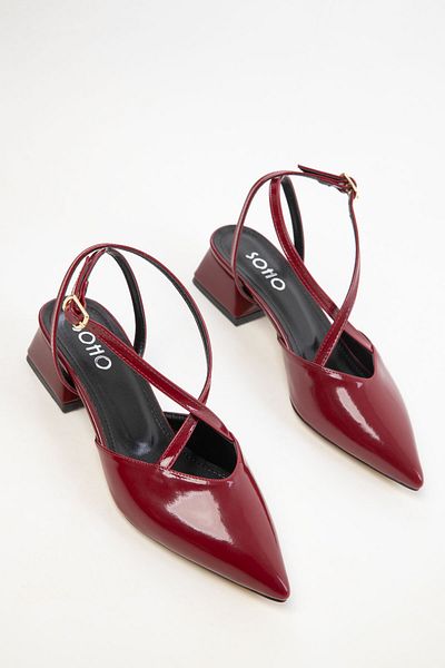 SOHO Claret Red Patent Leather Women's Classic Heeled Shoes 20422