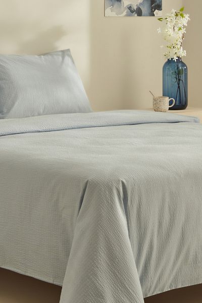 Karaca Home Set cuvertură de pilota Fiora Soft Touch Blue Double 100% bumbac