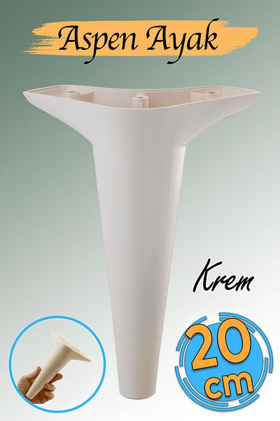 Badem10 Canapea de lux Aspen - Unitate TV și picior crem de 20 cm