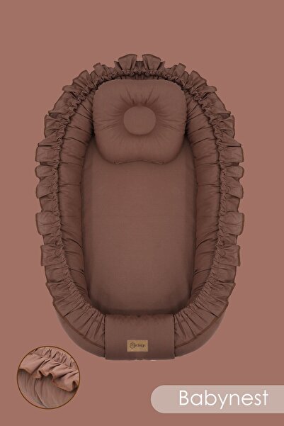 mordesign Fırfırlı Bebek Yatağı, %100 Pamuk Babynest, 0-24 Ay Kullanım, Baş Yastıklı, Ruffle Serisi