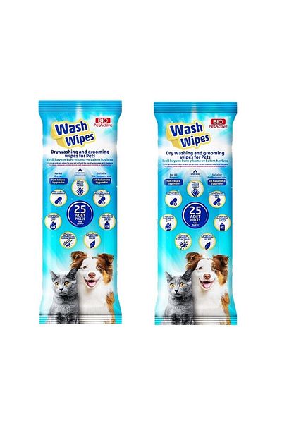 Bio PetActive 25 X 2 Pack Dry Wash and Care Towels - Wash Wipes