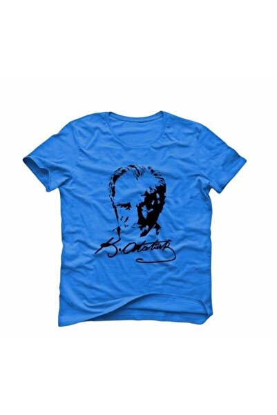 BLACK SWALLOW Tricou din bumbac cu imprimeu Ataturk, cu guler rotund