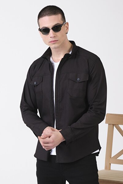 Giymoda Мъжка риза от деним с цип и редовна кройка