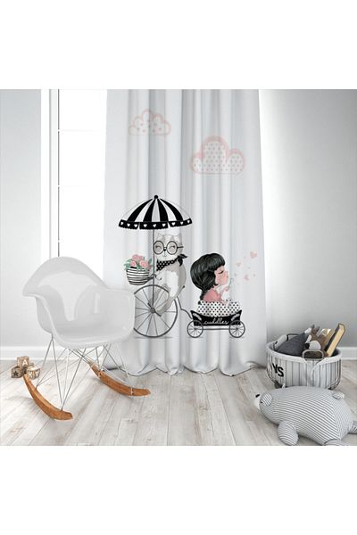 Evperest Background Curtain Girl with Bicycle Model
