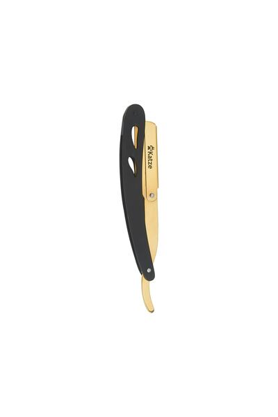 Katze Men's Matte Yellow Black Covered Razor Attachable Stainless Steel Beard Razor U 003