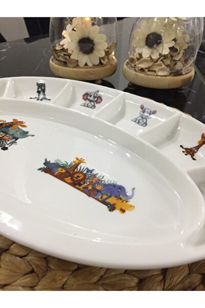 TEBAK COLLECTION 7-Section Safari Patterned Porcelain Breakfast Plate