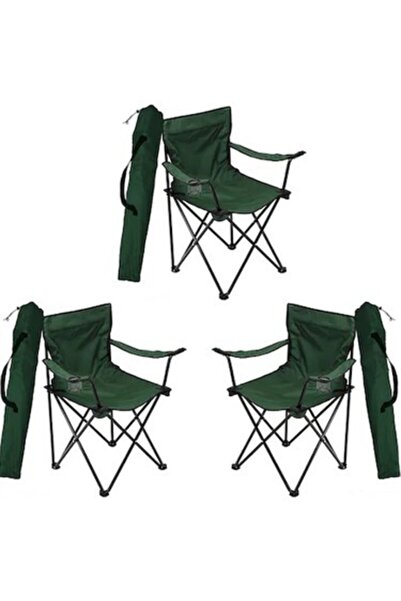 Dükkanönü 3 Adet Yeşil Rejisör Kamp Sandalyesi Piknik Sandalyesi Katlanır San...