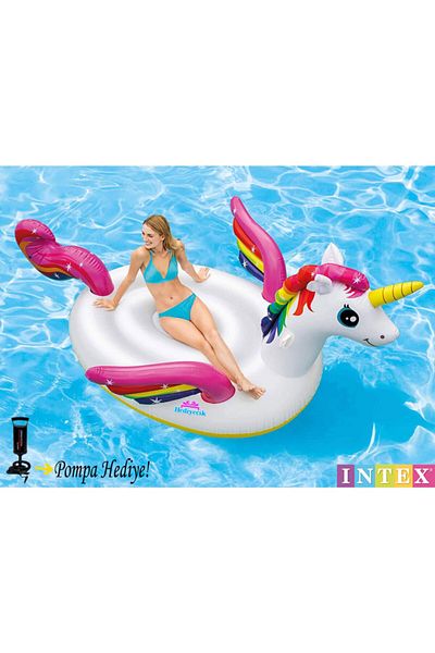 hediyecik 287X193X165 cm Mega Unicorn Island Giant Size Inflatable Pool and Sea Yacht