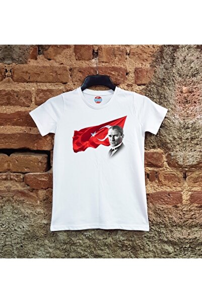 SCUBAPROMO Παιδικό λευκό μπλουζάκι Unisex με στάμπα Mustafa Kemal Flag
