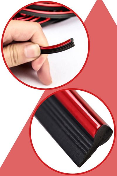 Buffer Red Car Auto Trim Decoration Strip Rubber Elastic Easy Installation 5m Strip Tape