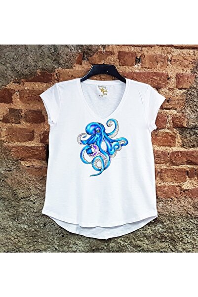 SCUBAPROMO تي شيرت كاجوال بطبعة رأس القرش المطرقة